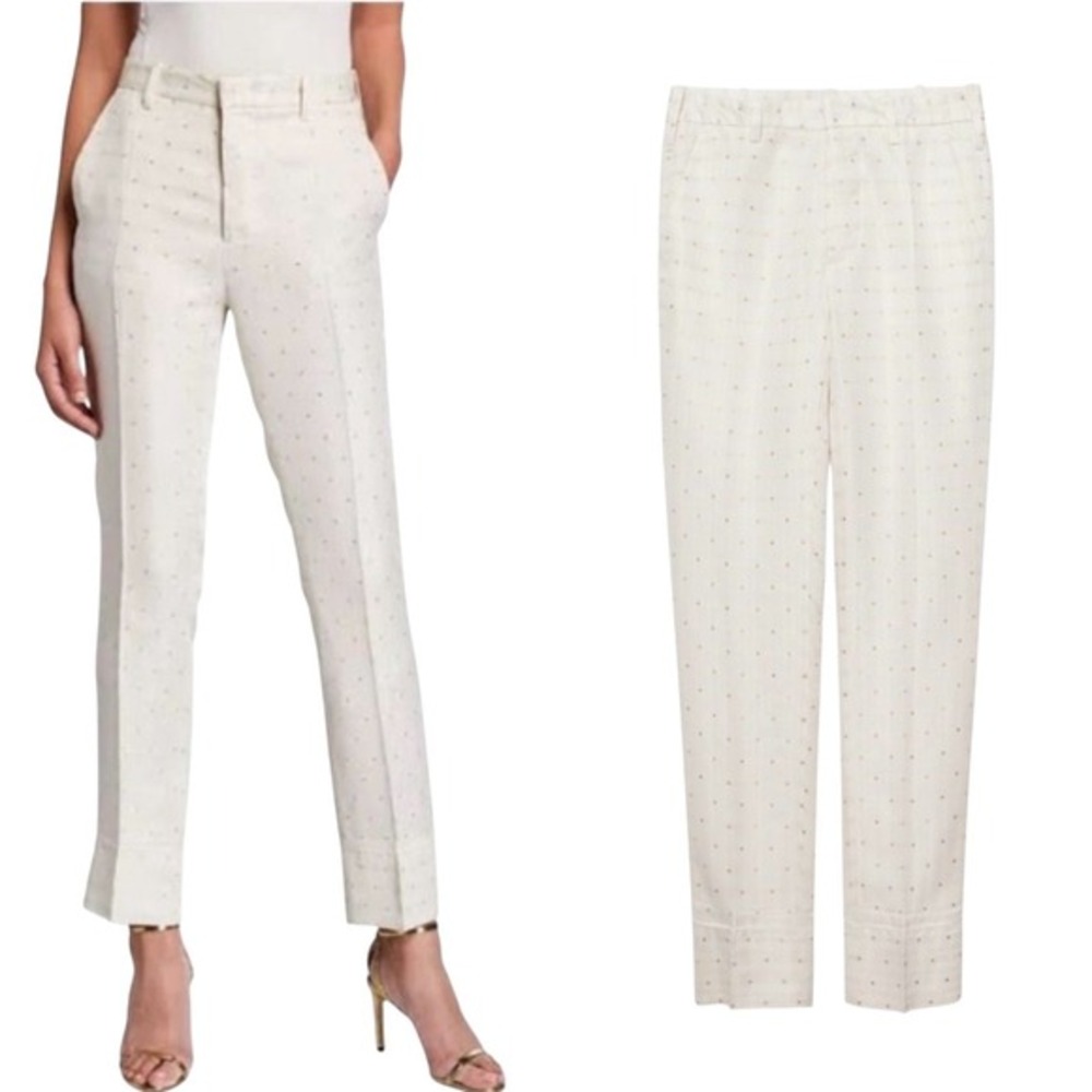 Zadig & Voltaire Size 34 XS Pist Jac Star Pants White Gold Star Pattern Trousers